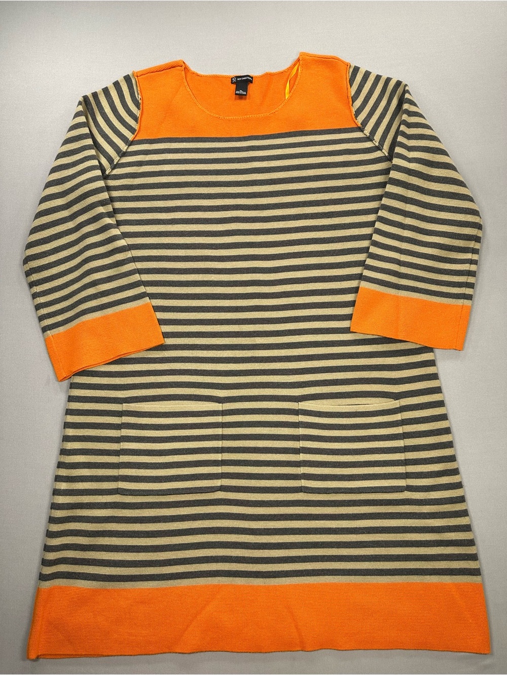 New Directions Striped Colorblock Sweater Dress, 3/4 Sleeves - Womens XL